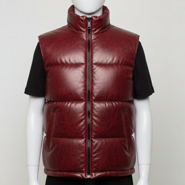 QUILTED PUFFER VEST RED
