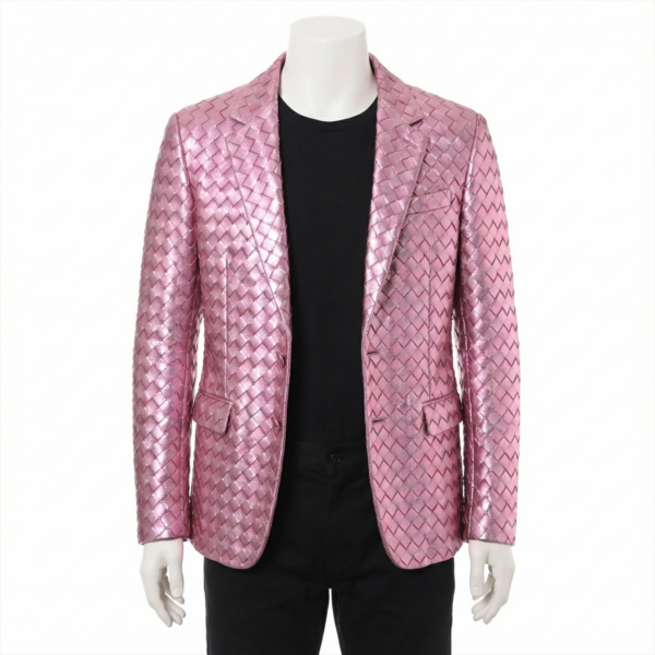 METALLIC WOVEN LEATHER BLAZZER